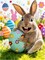 Easter Bunny Diamond Art Painting Kit for Adults Beginners – 5D Full Drill “Happy Easter” Gem Art Rhinestone Craft Wall Decor Gift 12×16 Inch